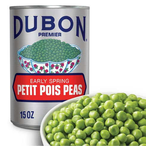 15 oz (Pack 12) BUSH'S BEST Canned Dubon Petit Pois Green Peas, Source of Plant Based Protein and Fiber, Vegetarian