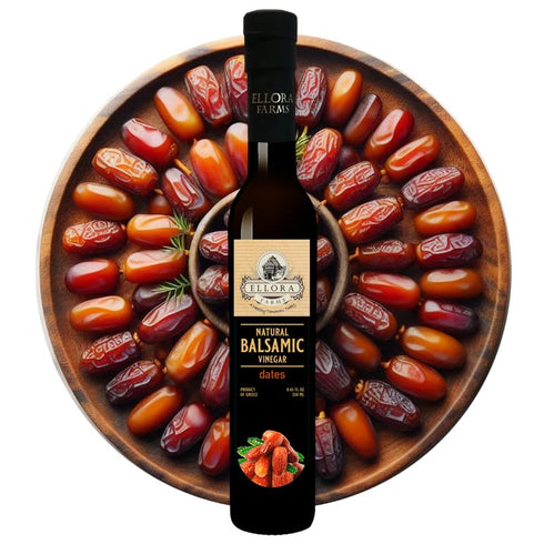 Pack Pack 2 Ellora Farms, Combo Dates and Peach Infused Balsamic Vinegar Creme, All-Natural, No- Additives, No-Added