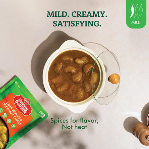 100% 2-285g Pack 6 MTR Curry Delight - Authentic Indian Ready-to-Eat Lima Beans & Coconut Curry - Gluten-Free, No Added