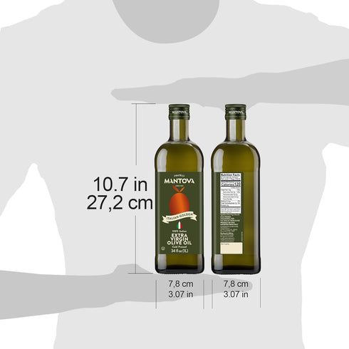 34-Ounce (Pack 2) Mantova Golden Italian Extra Virgin Olive Oil - Premium Cold-Pressed Olive Oil for Cooking