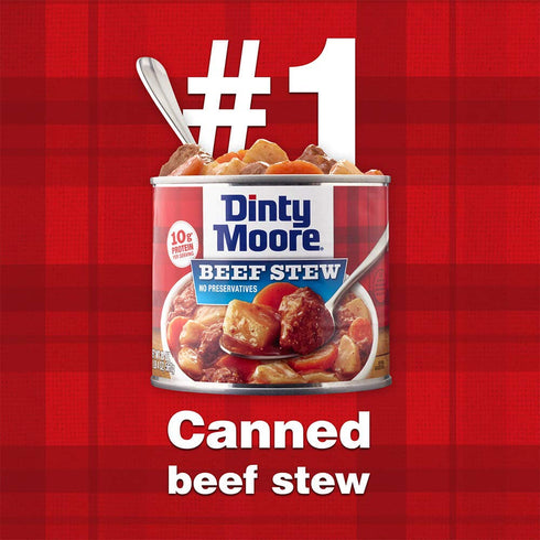Dinty Moore 15 oz (12 Pack), 10g Beef Stew, Fully Cooked & Ready-To-Eat with Fresh Potatoes & Carrots, Gluten-Free