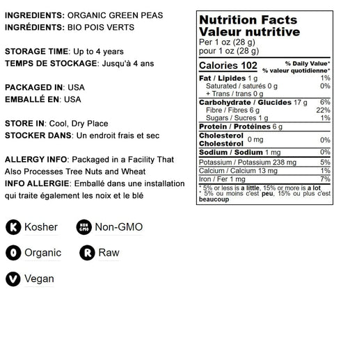 1 Food to Live Organic Green Split Peas, Pound Non-GMO, Dried, Vegan, Kosher, Bulk. Easy to Cook. Great Source