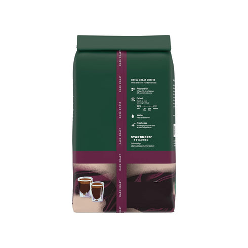 12 oz Starbucks Whole Coffee Beans, Dark Roast Hot or Iced Coffee, Espresso Roast, Six Bags