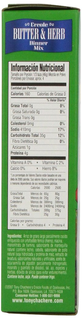7-ounces (Pack of6) Tony Chachere's Rice Mix Butter & Herb