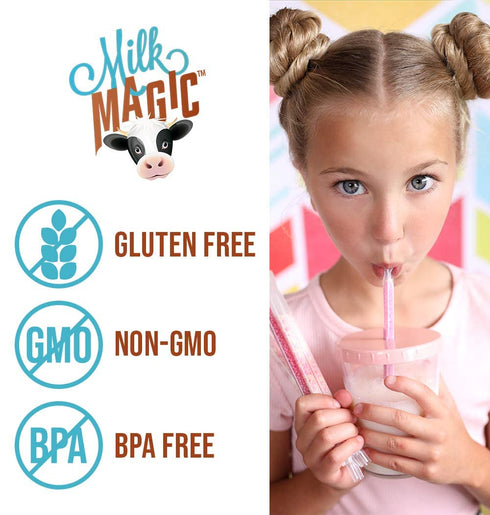 4-Pack (16 count), Milk Magic Milk Straws Bundle Vanilla Milkshake, Birthday Cake, Strawberry, Unicorn Kisses Flavoring