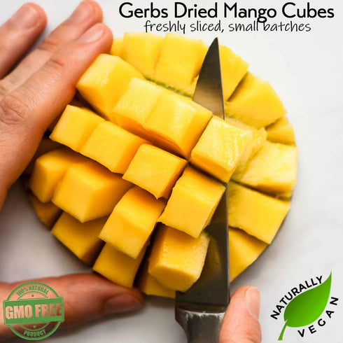 2 lbs. 14 Gerbs Lightly Sweetened Dried Mango Cubes | Unsulfured, No Artificial Additives, Resealable Bag | Naturally