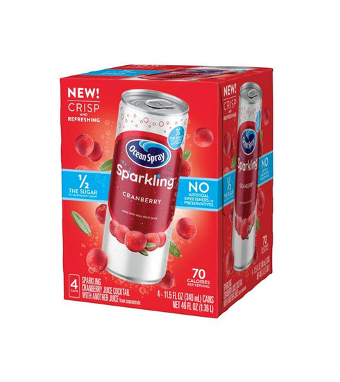 11.5 Oz 4 Count (Pack 6) Ocean Spray Sparkling Cranberry Juice Drink, Fl Cans