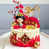 Traditional Chinese Wedding Cake Toppers, Set of 7 with Queen Figurine, Plum Blossom, Phoenix, and Doll Base