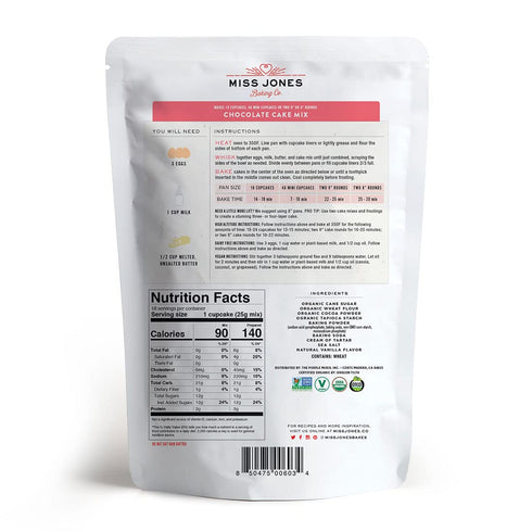 Miss Jones Baking Organic Cake and Cupcake Mix, Non-GMO, Vegan-Friendly, Moist and Fluffy: Chocolate (Pack of 2)