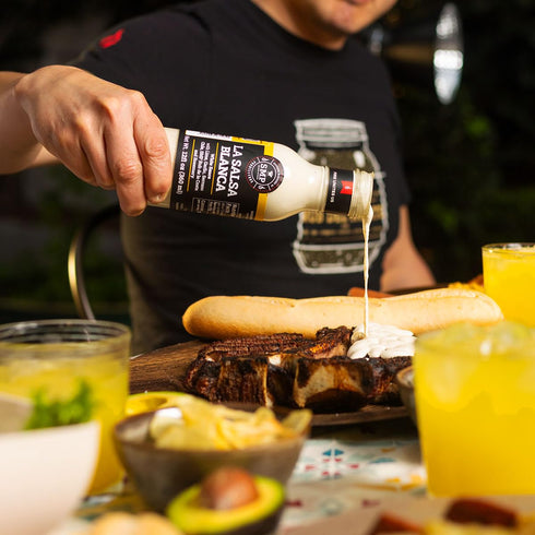 12 oz SMP La Salsa Blanca Lemon Garlic Serrano Dressing with Rosemary & Rub de la Costa Tangy Gourmet Sauce