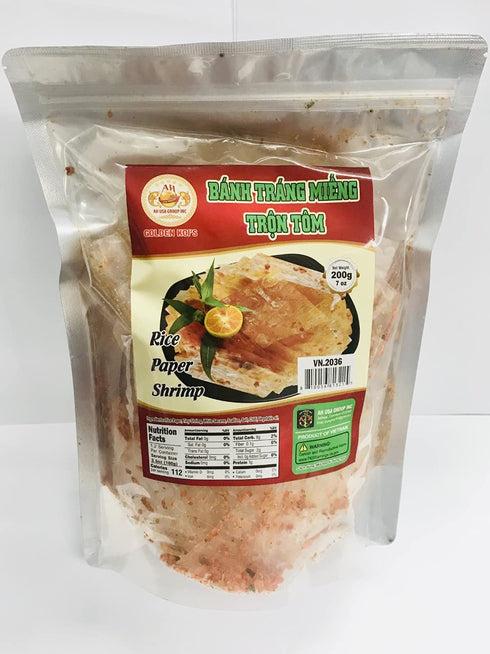 AH USA Group Inc Vietnamese Golden Koi's Rice Paper Shrimp Snack - Banh Trang Tron Vietnam