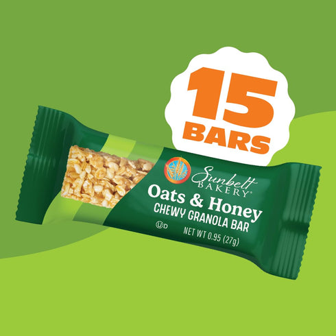 14.26 Oz. 15 Count 1) Sunbelt Bakery Oats & Honey Chewy Granola Bars, (Box