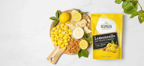 Sconza 24 large Pouch Confections Lemoncello Almonds Zipper Pouch, Ounce