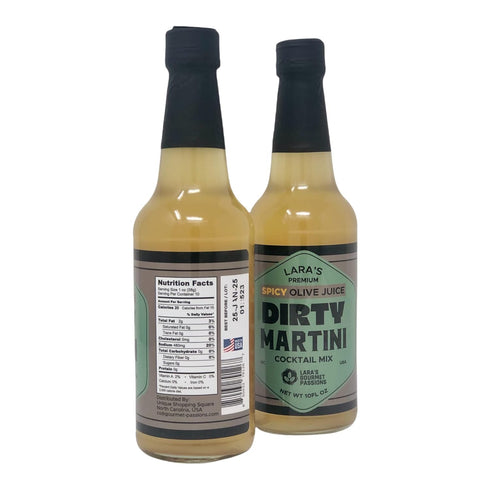 Lara's Gourmet Passions 10fl oz, 1 Lara's Premium Olive Juice Dirty Martini Cocktail Mix - Small Batch - Glass Bottle