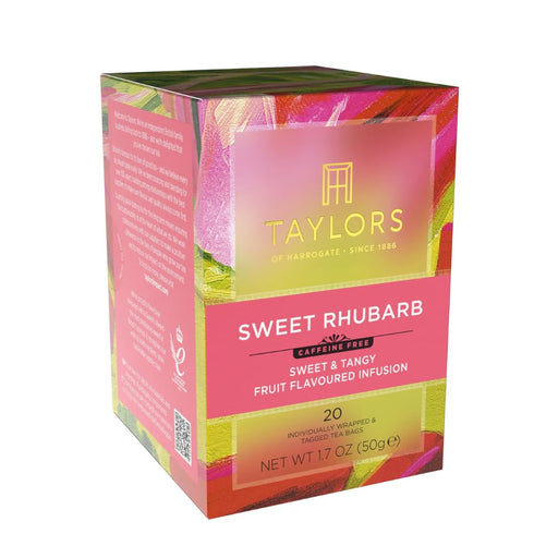 20 Count (Pack 6), 120 Taylors of Harrogate Sweet Rhubarb, Herbal Tea, Individually Wrapped Bags, of Vibrant