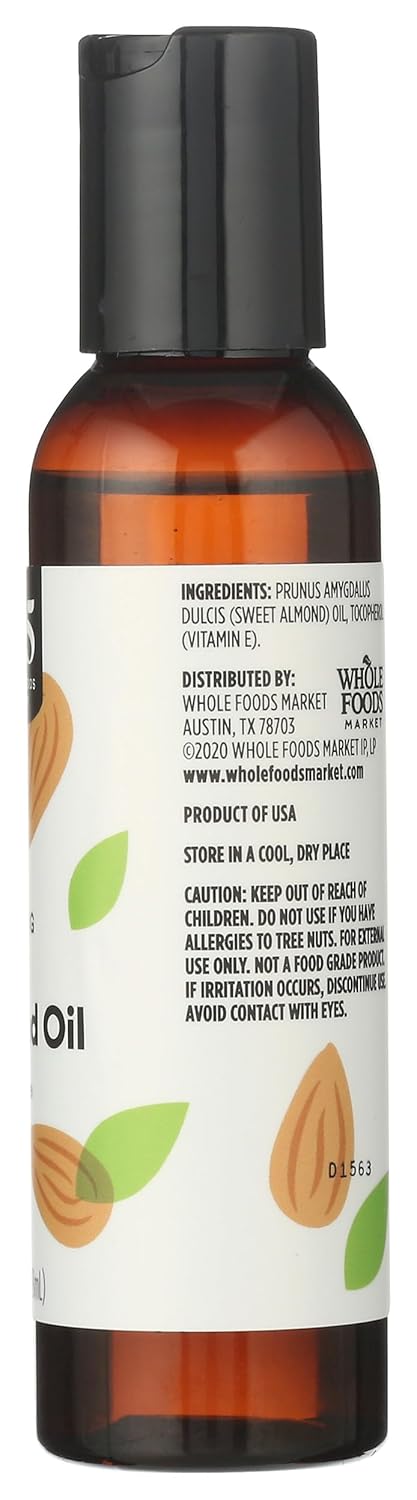 365 by Whole Foods Market 4 Oz , Softening Sweet Almond Oil, Skin & Hair Care, Fl