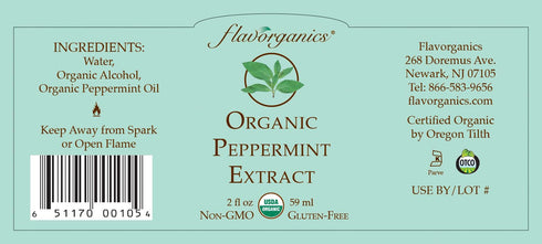 Flavorganics Organic Peppermint Extract, 2-Ounces Glass Bottles, Pack of 3