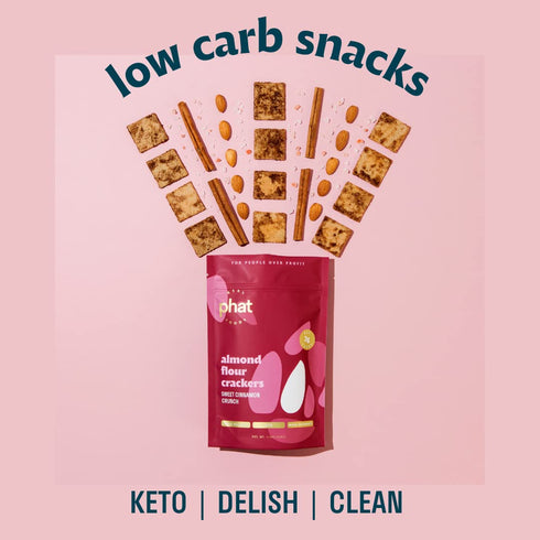 Pack 3 Cinnamon Almond Flour Crackers by Real Phat Foods - Low Carb, Gluten-Free Keto Snack - of (Sweet Cinnamon
