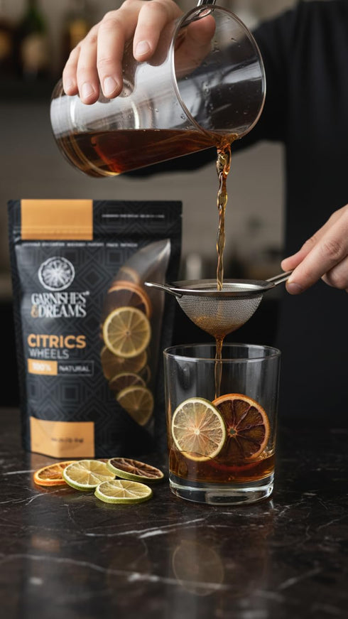 (9.5oz) Garnishes & Dreams Citric Mix Dehydrated Lime, Grapefruit, Blood Orange & Orange Slices for Cocktails, Mixology
