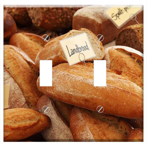 Yuatuwaw Switch Plate Double Toggle - Background Baguette Baked Bakery Bread Brown