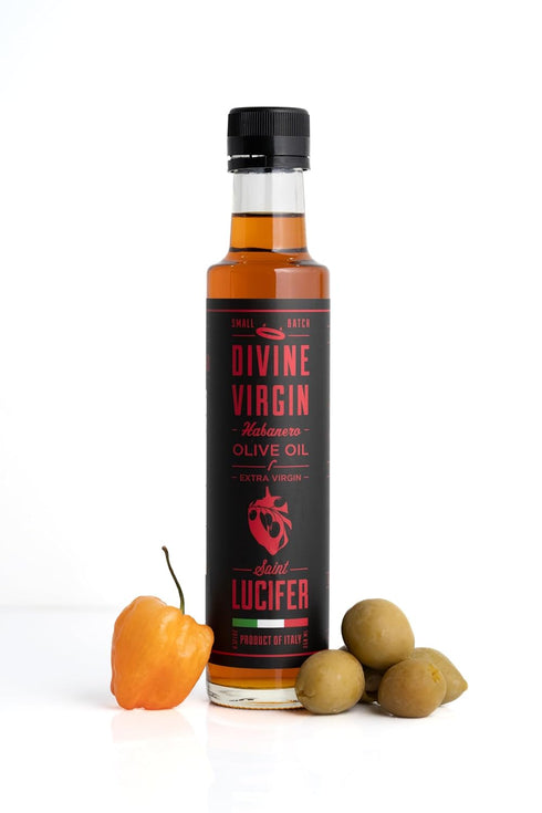8.5oz 250ML Saint Lucifer, Divine Virgin - Habanero Extra Virgin Olive Oil, - | Gluten Free, Sugar Free, Vegan