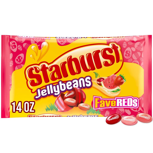 Starburst Red Fruit-Flavored Jelly Beans Easter Candy, Jellybeans for Easter Basket Stuffers, Eggs,