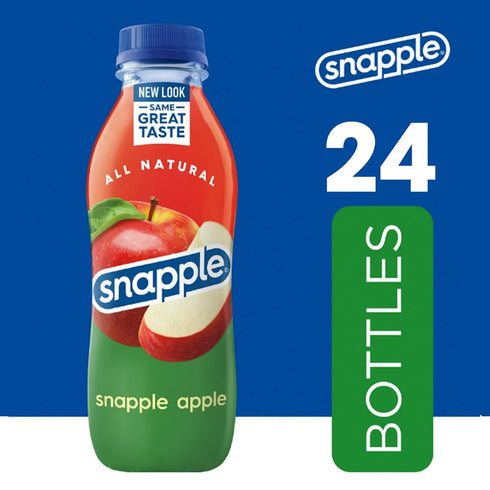 16 oz 100% 24 Pack Snapple Apple All Natural Juice Drink Gluten Free fl Recycled Plastic Bottle