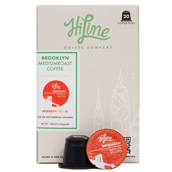 HiLine Espresso Coffee Pods | Medium Roast Coffee, 20 Count (Pack of 1), Single Cup Capsules for Nespresso Brewers