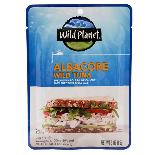 Wild Planet Wild Albacore Tuna, Sea Salt, Sustainably Wild-Caught, 3 Ounce Pouch (Pack of 1)