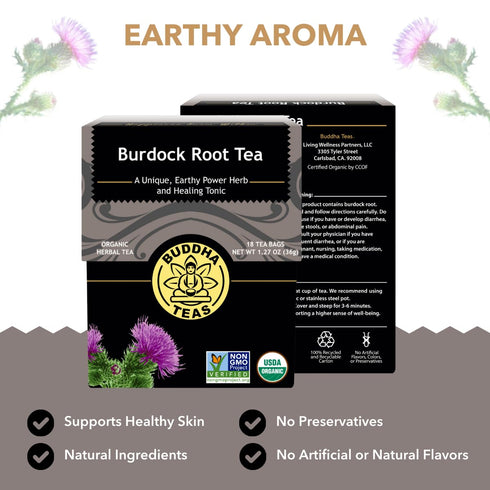 Wellbeing 100% 18 (Pack 1) Buddha Teas - Burdock Root - Organic Herbal Tea - For Health & - With Antioxidants, Minerals