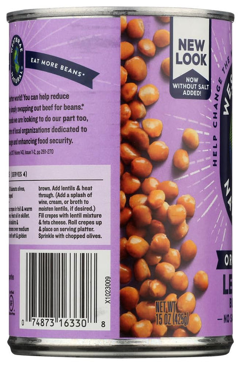 15 Oz (Pack 6) Pack 6 Westbrae Foods Lentil Beans Fat Free