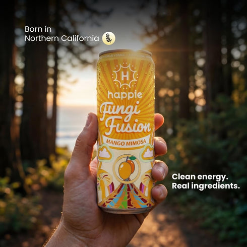 (900mg), (700mg) (400mg) 40 (12 pack) Happie Fungi Fusion Mango Sparkling Mushroom Drink with Lion's Mane Cordyceps