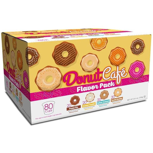 Pack 80 Count Donut Caf - Gourmet Coffee Medium Roast Flavored Variety Pecan Pie, Coconut Crumble, Salted Caramel