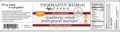11 oz Terrapin Ridge Farms Cranberry Relish with Grand Marnier - Tart Cranberries, Apples & Grand Marnier for a