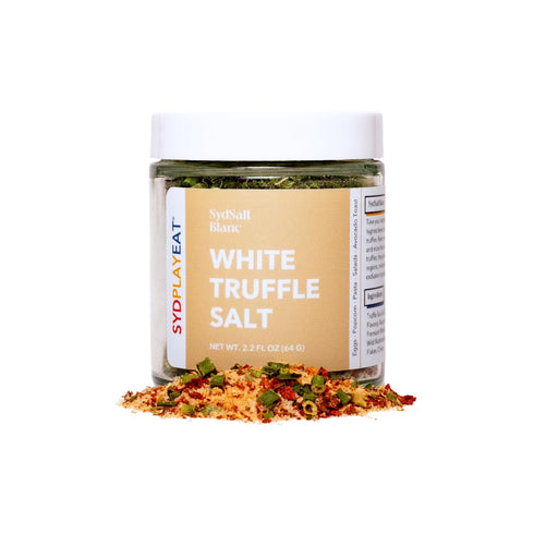 2.2 Oz Truffle Salt Blend with Extra White Truffle, Chives, Red Pepper Flakes, Aleppo Pepper, Sea Salt- SydSalt White