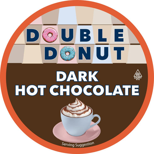 24 Count Double Donut Coffee Dark Hot Chocolate Pods for Keurig K Cups Brewers, Single Serve Dark Hot Cocoa Pods