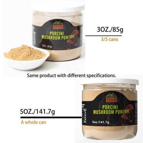 VIGOROUS MOUNTAINS Dried Porcini Mushroom Seasoning Powder, Salt Free Beef Broth Powder, 3 OZ