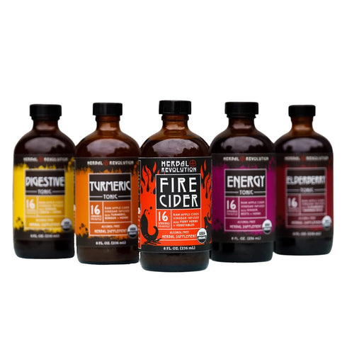 8 Oz Herbal Revolution Fire Cider Apple Cider Vinegar - Certified Organic Non-GMO ACV Infused with Ginger, Horseradish