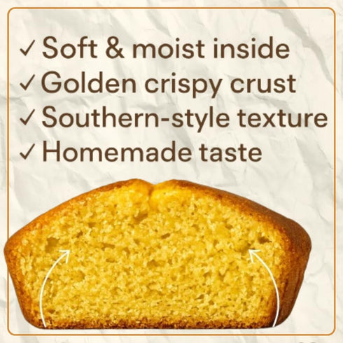 JO BAKES 1 lb 6 oz (624 Southern Cornbread Loaf Sweet Rich Buttery Flavor Homemade Style Freshly Baked Whole Perfect