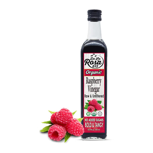 De La Rosa Organic Raspberry Vinegar, Raw & Unfiltered Pure Vinegar, Vegan,