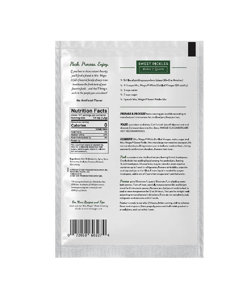 5.3 oz Packet Pack 6) Mrs. Wages Sweet Pickles Quick Process Mix, Quick and Easy, Simple-To-Use, Simple Homemade