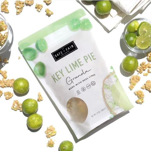 12oz, 6 Pack Safe + Fair Key Lime Pie Granola Gluten-Free, Dairy-Free & Vegan Snack Allergen-Free, Non-GMO, and No