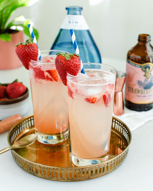 Summer 12 oz 24 (Pack 1) Portland Syrups Strawberry Lemon-Lime Syrup - in a Glass with Tangy Citrus and Sweet