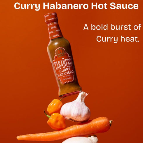 5 oz Tabaero Curry Habanero Hot Sauce, Small Glass Bottle, Gourmet Spicy Sauce Gift, All Natural, Low Sodium, Made