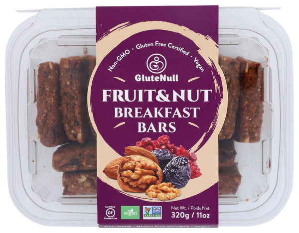 GluteNull Fruit & Nut Breakfast Bar - Low Sugar, Gluten Free, Vegan