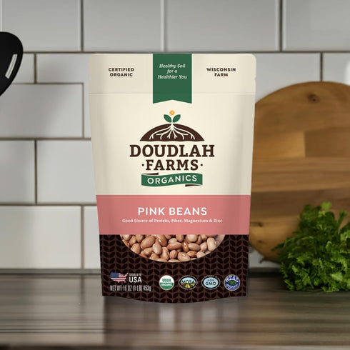 1 lb Organic Pink Beans - Non-GMO, USDA Organic, Tested Clean Certified, Vegan - Rich in Fiber & Protein for Soups