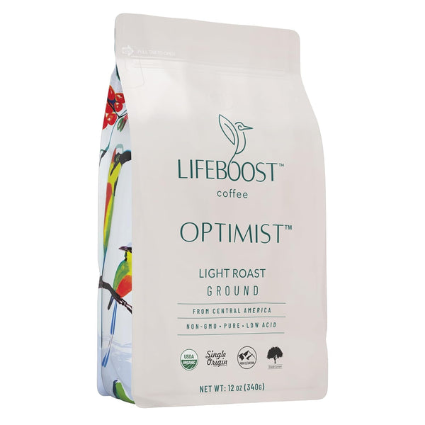 Lifeboost Light Roast Ground Coffee - Non-GMO Single Origin Low Acid Organic
