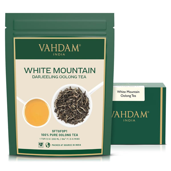 VAHDAM White Mountain Oolong Tea Loose Leaf (1.76oz/25 Cups) | High Elevation Grown | Vacuum Sealed | Brew Hot, Iced,