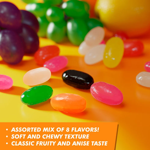 1 lb Jelly Beans Wide Fruit Flavors Assortment, Soft & Chewy, Juicy & Long Lasting Taste, Bulk Jellybeans Candy
