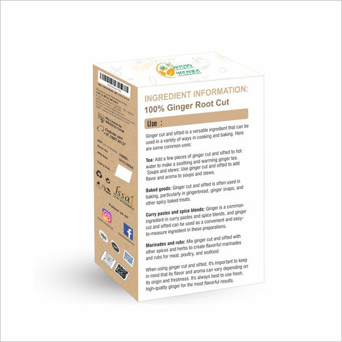 Herbs Botanica Organic Dried Ginger Root Cut And Sifted for Teas, Tinctures and Infused oils. | Flavour India Spice, Food Grade, Non Irradiated, NON GMO | 1/2 Lb or 8 oz